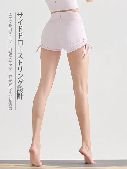 桃尻効果 ギャザー ドローストリング付き ショートパンツ