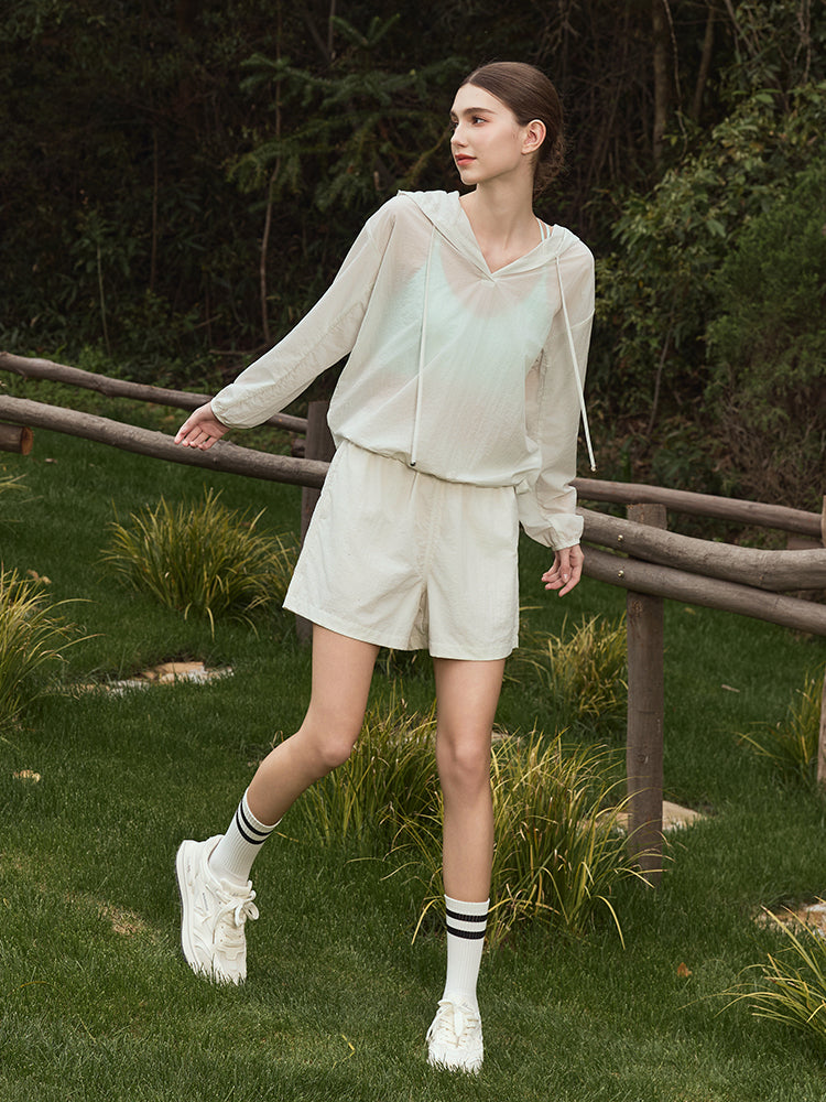 夏用 UVカット 軽量 ルーズフィット パーカー