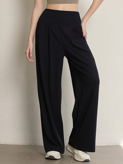 夏用 薄手 ハイウエスト ストレート ワイドパンツ