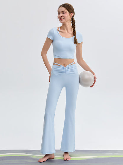 接触冷感 シャーリング フレアレギンス ピラティスウェア