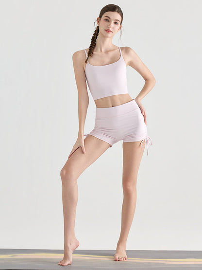 桃尻効果 ギャザー ドローストリング付き ショートパンツ