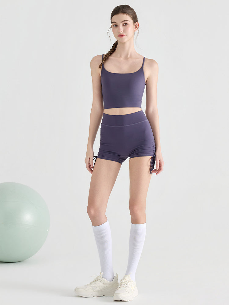 桃尻効果 ギャザー ドローストリング付き ショートパンツ