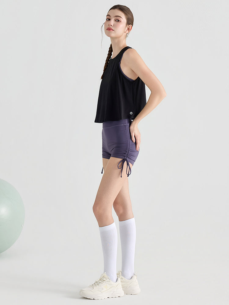 桃尻効果 ギャザー ドローストリング付き ショートパンツ