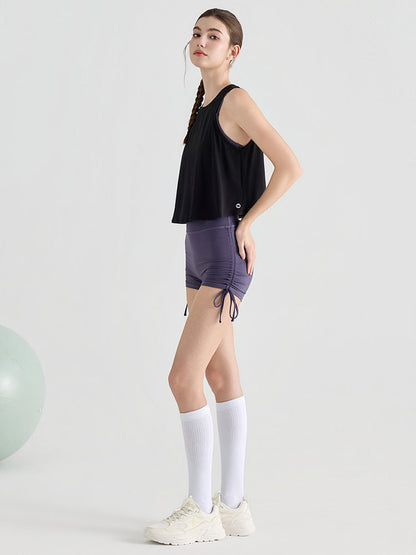 桃尻効果 ギャザー ドローストリング付き ショートパンツ
